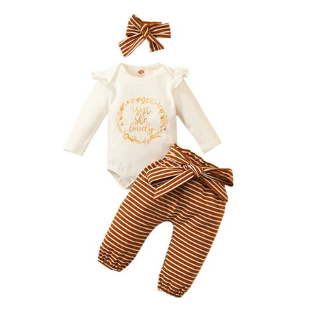 Honeeladyy Newborn Infant Baby Letter Print Bodysuit Tops Stripe Pants Outfits +Headbands White
Honeeladyy Newborn Infant Baby Letter Print Bodysuit Tops Stripe Pants Outfits +Headbands White
