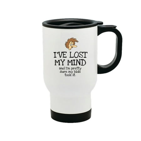 Lost My Mind 14 oz Metal Car Coffee and Tea Travel Mug for Hot Drinks
