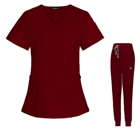 Jogger Scrubs for Women Sets Alrise Solid V-Neck Medical Unifrom Scrub Top and Pants 4 Pockets Wrinkle Resistant Wine XS
Jogger Scrubs for Women Sets Alrise Solid V-Neck Medical Unifrom Scrub Top and Pants 4 Pockets Wrinkle Resistant Wine XS