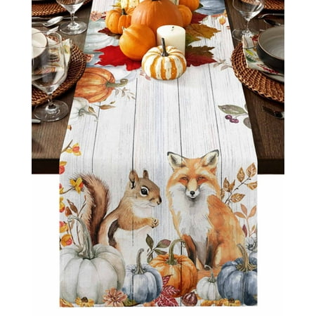 Table Runner 90 Inches Long Fall Cute Fox and Squirrel Wood Texture Cotton Linen Table Runners Non-Slip Durable Dresser Scarves for Table Party Dinner Holiday Home Decor 1 Pack
Table Runner 90 Inches Long Fall Cute Fox and Squirrel Wood Texture Cotton Linen Table Runners Non-Slip Durable Dresser Scarves for Table Party Dinner Holiday Home Decor 1 Pack