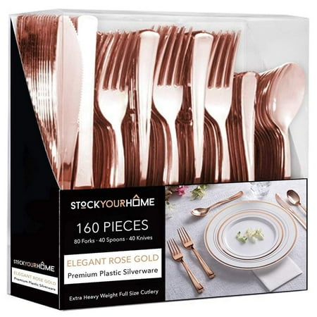 Rose Gold Plastic Silverware Set (160 Bulk Pack) Disposable Cutlery Utensils 80 Forks 40 Knives 4
Rose Gold Plastic Silverware Set (160 Bulk Pack) Disposable Cutlery Utensils 80 Forks 40 Knives 4