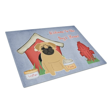 Caroline s Treasures Dog House Collection Pug Brown Glass Cutting Board Large