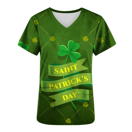 Women s Plus Size Scrub Tops St. Patrick s Day Gnome Printed V-neck Short Sleeve Nursing Working Uniforms with Pockets
Women s Plus Size Scrub Tops St. Patrick s Day Gnome Printed V-neck Short Sleeve Nursing Working Uniforms with Pockets