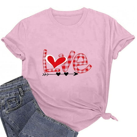 Haykey Shirts For Women Womens Tops Women S Valentine S Day Love Printed Casual Short Sleeve Round Neck Shirt Corset Pink
Haykey Shirts For Women Womens Tops Women S Valentine S Day Love Printed Casual Short Sleeve Round Neck Shirt Corset Pink