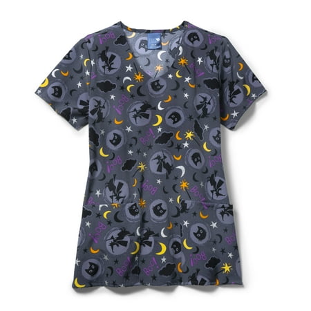 Zoe+Chloe Zoe+Chloe Performance V-Neck Print Scrub Top Bad And Boo-Jee XS