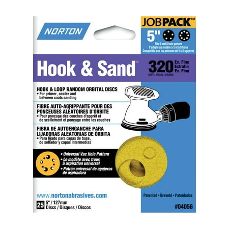 NORTON 04056 Job Pack Sanding Disc P320-Grit Extra Fine Grade Aluminum Oxide 5 in Dia
NORTON 04056 Job Pack Sanding Disc P320-Grit Extra Fine Grade Aluminum Oxide 5 in Dia