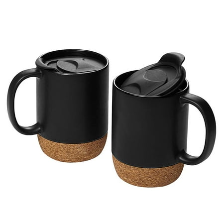 GGTHE 2-Piece Coffee Cup Set Ceramic Mug with Insulated Cork Bottom and Splash Cover Large Coffee Cup with Handle Black
GGTHE 2-Piece Coffee Cup Set Ceramic Mug with Insulated Cork Bottom and Splash Cover Large Coffee Cup with Handle Black