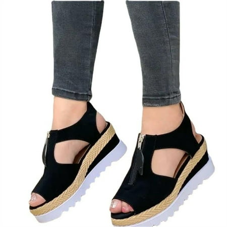 Women s Summer Platform Sandals Breathable Open Toes Shoes Zipper Closure Woman Foot Wear Vintage Style Slope Platform for Daily Casual 36 Black
Women s Summer Platform Sandals Breathable Open Toes Shoes Zipper Closure Woman Foot Wear Vintage Style Slope Platform for Daily Casual 36 Black