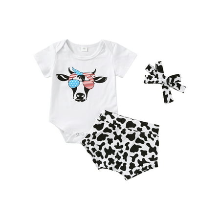 aturustex Newborn Baby Girl Summer Clothes Cow Head Print Short Sleeve Romper Tops Spot Pattern Elastic Shorts Bow Headband 3Pcs Set
aturustex Newborn Baby Girl Summer Clothes Cow Head Print Short Sleeve Romper Tops Spot Pattern Elastic Shorts Bow Headband 3Pcs Set
