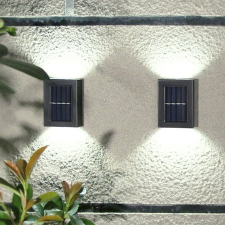 VKEKIEO-Solar Wall Light Up And Down Glow Wall Light Outdoor Garden Lamp Waterproof 2Pcs