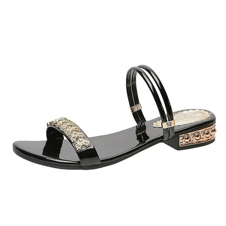 Women Slippers Spring and Summer Large Size Women Slippers Low Heel Rhinestone Casual Black 6.5
Women Slippers Spring and Summer Large Size Women Slippers Low Heel Rhinestone Casual Black 6.5