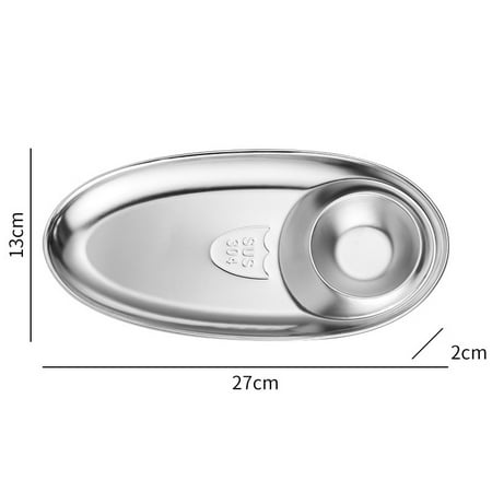 Stainless Steel Sauce Dishes for Kitchen Restaurant Sushi Dipping Bowl Mini Condiment Appetizer Plates with Compartment