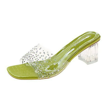 Blphud Lady s Sandals Casual Womens Beach Clear Sandals Women Sandals Summer New Pattern Fashion Rhinestone Pearl Transparent Square Heel Comfortable Sandals for Women Heels Green 39
Blphud Lady s Sandals Casual Womens Beach Clear Sandals Women Sandals Summer New Pattern Fashion Rhinestone Pearl Transparent Square Heel Comfortable Sandals for Women Heels Green 39