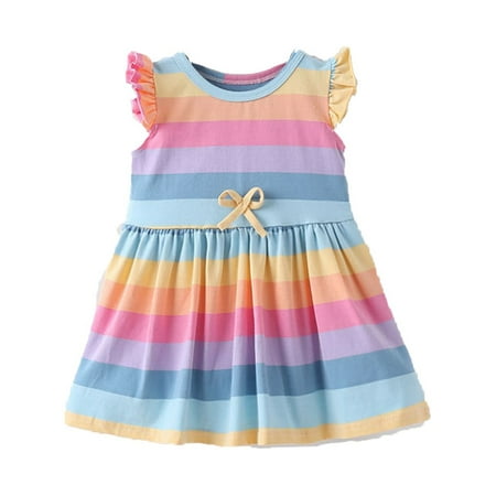 GWAABD Big Girls DressCotton Flying Sleeve Rainbow Striped Cute Angel Baby Girl Frock Fancy Summer Children Dress for Kids 90
GWAABD Big Girls DressCotton Flying Sleeve Rainbow Striped Cute Angel Baby Girl Frock Fancy Summer Children Dress for Kids 90