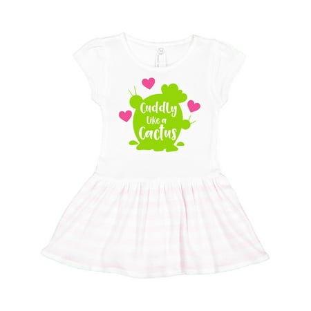 Inktastic Cuddly Like A Cactus Hearts - Green Pink Gift Toddler Girl Dress
