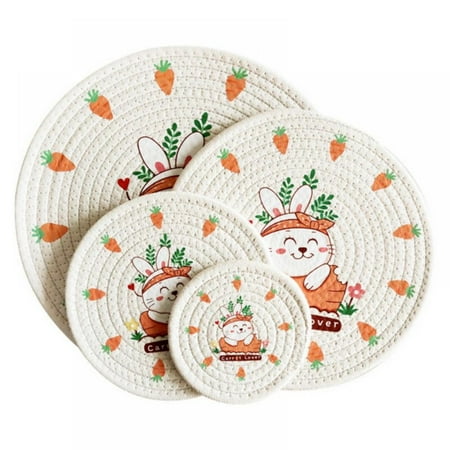 Easter Bunny Print Placemat 4 Pcs Hemp Rope Woven Mat Printed Heat Insulation Mat Washable Easter Decor
Easter Bunny Print Placemat 4 Pcs Hemp Rope Woven Mat Printed Heat Insulation Mat Washable Easter Decor