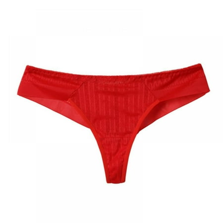 Xmarks Thongs for Women Lace Stretchy Cotton Underwear Red