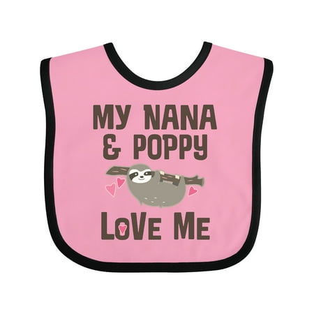 Inktastic Nana and Poppy Love Me Sloth Gift Baby Girl Bib