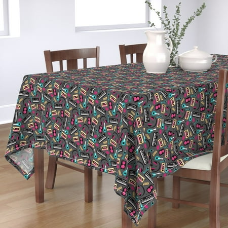 Tablecloth Music Piano Illustration Jazz Cassette Tape Retro Cotton Sateen