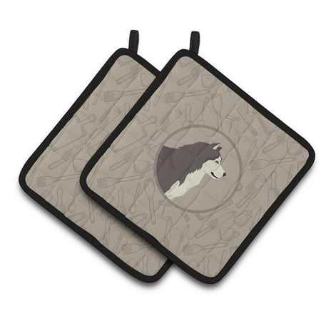 Alaskan Malamute In the Kitchen Pair of Pot Holders