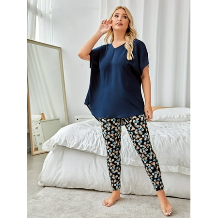 Casual Women s Plus Short Sleeve Dolman Sleeve Top and Floral Leggings PJ Set Multicolor 3XL(18) for Summer F220102Y
Casual Women s Plus Short Sleeve Dolman Sleeve Top and Floral Leggings PJ Set Multicolor 3XL(18) for Summer F220102Y