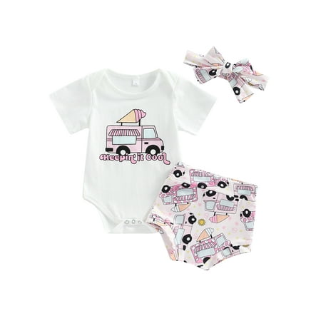 Gureui 3Pcs Toddler Infant Baby Girls Clothes Set Cartoon Ice Cream Car Print Short Sleeve Romper and Shorts Headband
Gureui 3Pcs Toddler Infant Baby Girls Clothes Set Cartoon Ice Cream Car Print Short Sleeve Romper and Shorts Headband
