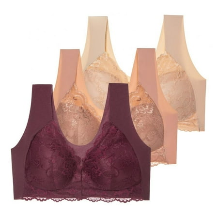 3pcs Women Bra Front Buckle Thin Bra Floral Lace Trim Push Up Bra Wide Shoulder Strap Bra Casual Wireless Bralette Vest Underwear
3pcs Women Bra Front Buckle Thin Bra Floral Lace Trim Push Up Bra Wide Shoulder Strap Bra Casual Wireless Bralette Vest Underwear