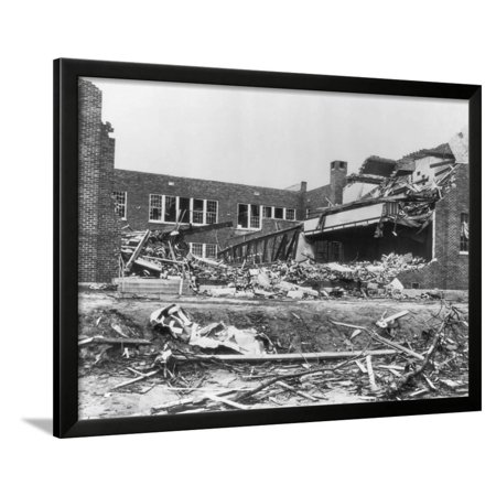 Tornado Damaged School in Tupelo Framed Print Wall Art
