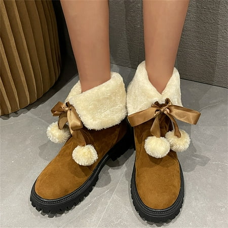 Christmas Ladies Fashion Suede Bowknot Wool Ball Decorative Medium Boots Coarse Heel Plush Coarse Heel Cotton Boots
Christmas Ladies Fashion Suede Bowknot Wool Ball Decorative Medium Boots Coarse Heel Plush Coarse Heel Cotton Boots