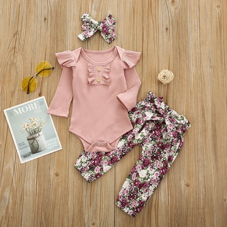 Knosfe Toddler Fall/Winter 0-2Y 3 Piece Bodysuit Baby Girls Ruffle Long Sleeve Floral Pants
Knosfe Toddler Fall/Winter 0-2Y 3 Piece Bodysuit Baby Girls Ruffle Long Sleeve Floral Pants