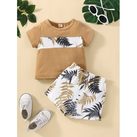 

Short Sleeve Baby Tropical Print Tees T Shirt Shorts S221904X Multicolor 68(3-6M)