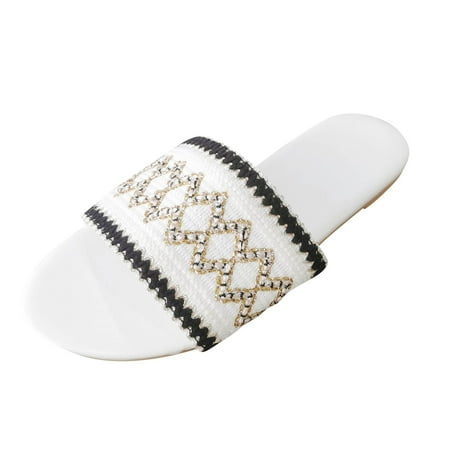 Women Slippers Womens Shoes Summer Large Size Outer Wear Flat Slippers One Word Open Toe Beach Shoes Slippers White 9
Women Slippers Womens Shoes Summer Large Size Outer Wear Flat Slippers One Word Open Toe Beach Shoes Slippers White 9