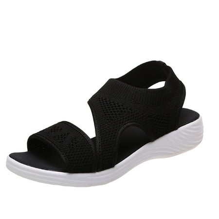 CYMMPU Women s Slippers Women s Solid Casual Vacation Open Toe Flat Beach Sandals