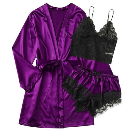 KDDYLITQ Pajama Set for Women 3 Piece PJ Sets Soft with Robe Cami Top and Shorts Loungewear Sleepwear Purple XXL
KDDYLITQ Pajama Set for Women 3 Piece PJ Sets Soft with Robe Cami Top and Shorts Loungewear Sleepwear Purple XXL