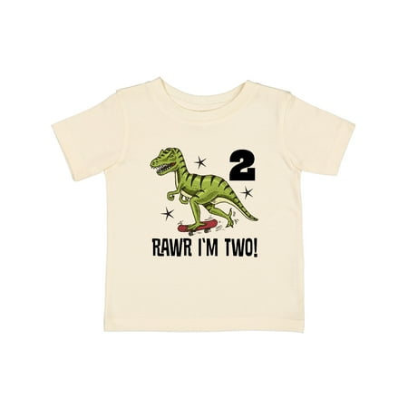 Inktastic 2nd Birthday Dinosaur Skateboarding Gift Baby Boy T-Shirt