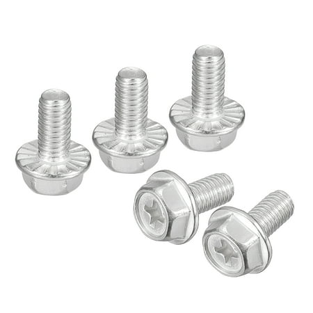 M6x12mm Phillips Hex Head Flange Bolts 20 Pack 304 Stainless Steel Screws