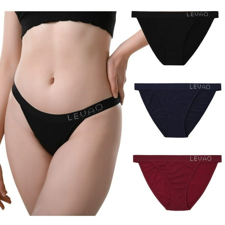 LEVAO 3 Pack Cotton String Underwear for Women Breathable Briefs Ladies Seamless Cheeky Bikini Panties
LEVAO 3 Pack Cotton String Underwear for Women Breathable Briefs Ladies Seamless Cheeky Bikini Panties