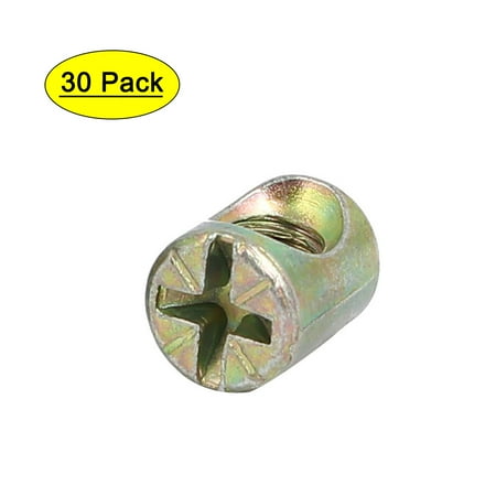 M6 x 12mm Cross Dowel Slotted Nuts 30PCS for Furniture Bed Chair