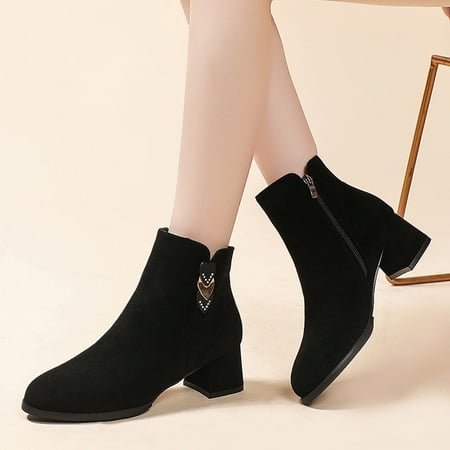 Cathalem Boots Womens Shoes Fashion Women Flock Solid Color Autumn Thick Sole Square Heels Zipper Low Heel Boots for Women Wide BK1 7.5
Cathalem Boots Womens Shoes Fashion Women Flock Solid Color Autumn Thick Sole Square Heels Zipper Low Heel Boots for Women Wide BK1 7.5