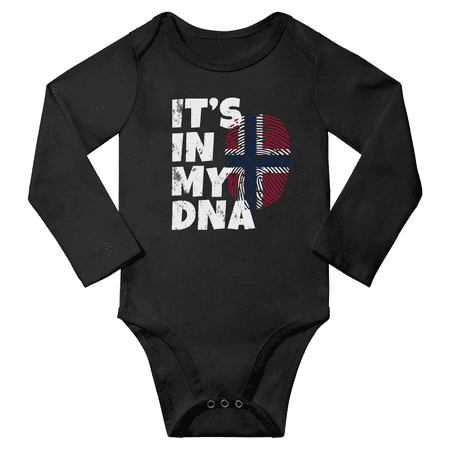 It s In My Norwegian DNA Baby Long Sleeve Bodysuit Outfits (Black 18 Months)