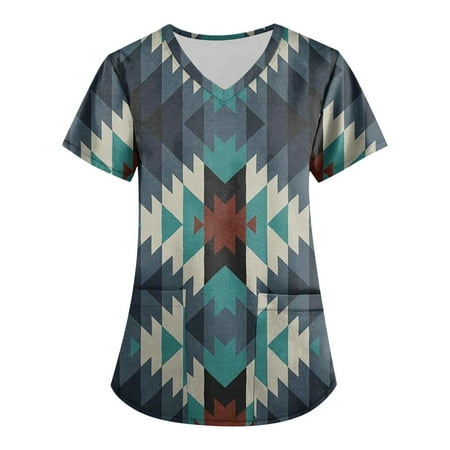Mlqidk Women Aztec Printed Tops Short Sleeve V Neck Nursing Uniform Western Ethnic Graphic Tshirts Scrub Tops
Mlqidk Women Aztec Printed Tops Short Sleeve V Neck Nursing Uniform Western Ethnic Graphic Tshirts Scrub Tops