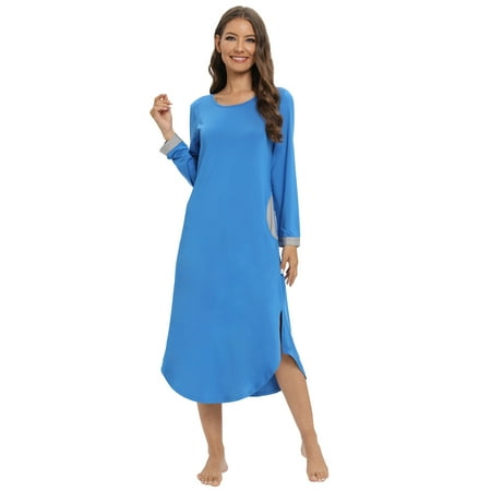 Womens Nightgowns Round Neck Nightshirts Long Sleeve Sleepwear Plus Size Night Wear With Pocktes
Womens Nightgowns Round Neck Nightshirts Long Sleeve Sleepwear Plus Size Night Wear With Pocktes
