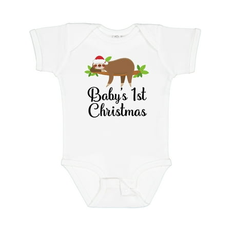 Inktastic Sloth Babys 1st Christmas Gift Baby Boy or Baby Girl Bodysuit
