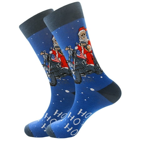 Unisex Christmas Novelty Crew Socks Funny Cartoon Santa Claus Cotton Hosiery