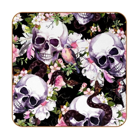 OWNTA Skull with Flower Bird Snake Pattern Premium 6-Piece Square Coaster Set in Microfiber Leather - Non-Slip & Absorbent Cup Mats
OWNTA Skull with Flower Bird Snake Pattern Premium 6-Piece Square Coaster Set in Microfiber Leather - Non-Slip & Absorbent Cup Mats