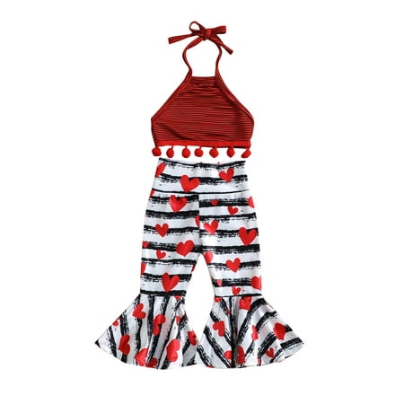 Coduop Baby Girls Pants Set Halterneck Striped Tasseled Crop Vest with Flare Pants Outfit Set
Coduop Baby Girls Pants Set Halterneck Striped Tasseled Crop Vest with Flare Pants Outfit Set