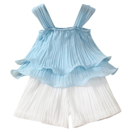 Summer Toddler Girl Clothes Sleeveless Solid Color Ruffles Tops Shorts Two Piece Outfits Set For Kids Clothes Summer Outfits
Summer Toddler Girl Clothes Sleeveless Solid Color Ruffles Tops Shorts Two Piece Outfits Set For Kids Clothes Summer Outfits