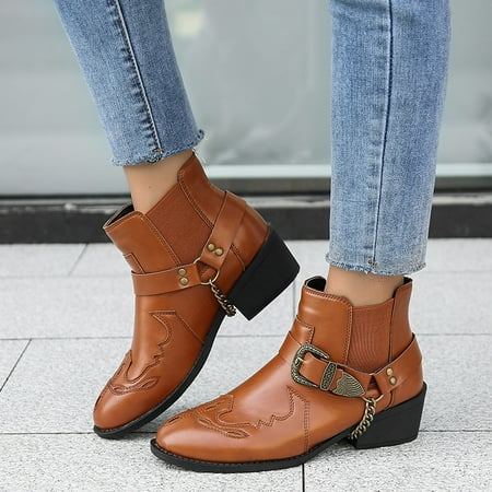 ERTUTUYI Fashion Women Solid Color Autumn Thick Sole Square Heels Buckle Strap Short Booties Round Toe Shoes Brown 38
ERTUTUYI Fashion Women Solid Color Autumn Thick Sole Square Heels Buckle Strap Short Booties Round Toe Shoes Brown 38