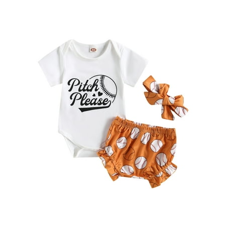 Qtinghua 3Pcs Newborn Baby Girl Summer Clothes Letter Print Short Sleeve Romper Elastic Waist Baseball Shorts Outfits White Brown 18-24 Months
Qtinghua 3Pcs Newborn Baby Girl Summer Clothes Letter Print Short Sleeve Romper Elastic Waist Baseball Shorts Outfits White Brown 18-24 Months