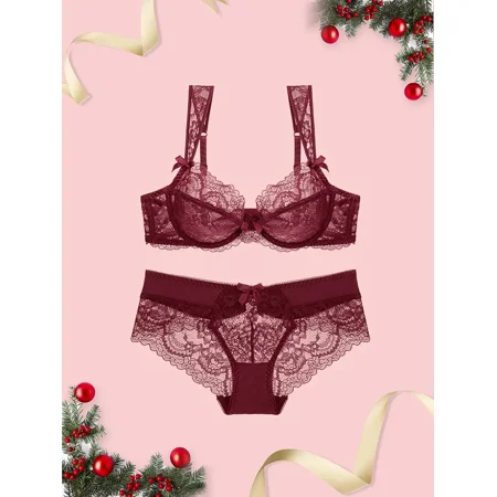 Floral Lace Matching Lingerie Set Wireless No-Padded Bra & Semi-Sheer Thong Panties Sexy Lingerie Set Women‘s Lingerie & Underwear
Floral Lace Matching Lingerie Set Wireless No-Padded Bra & Semi-Sheer Thong Panties Sexy Lingerie Set Women‘s Lingerie & Underwear
